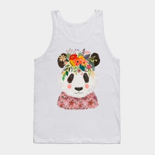 Cute Panda Bear with Flower Crown, Nature lover Art Tank Top